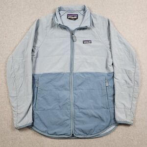 Patagonia Jacket Womens Large Blue Pack In Full Zip Outdoor Hiking Logo Travel